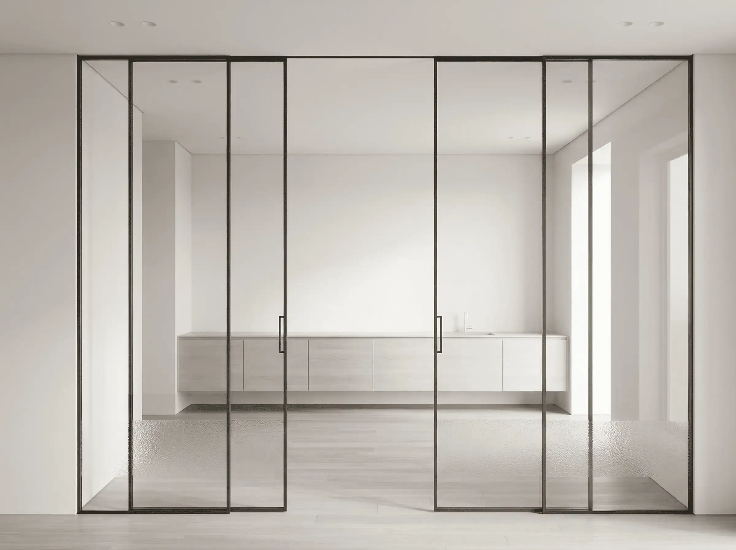 Скляна перегородка з розсувною дверю PS4 — профіль бронза, Etal Home Київ