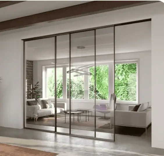 Скляна перегородка з розсувною дверю PS3 — профіль бронза, Etal Home Київ