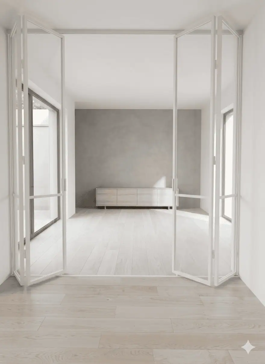 Скляна перегородка-гармошка PSA4 — алюмінієвий профіль білий глянець, Etal Home Київ