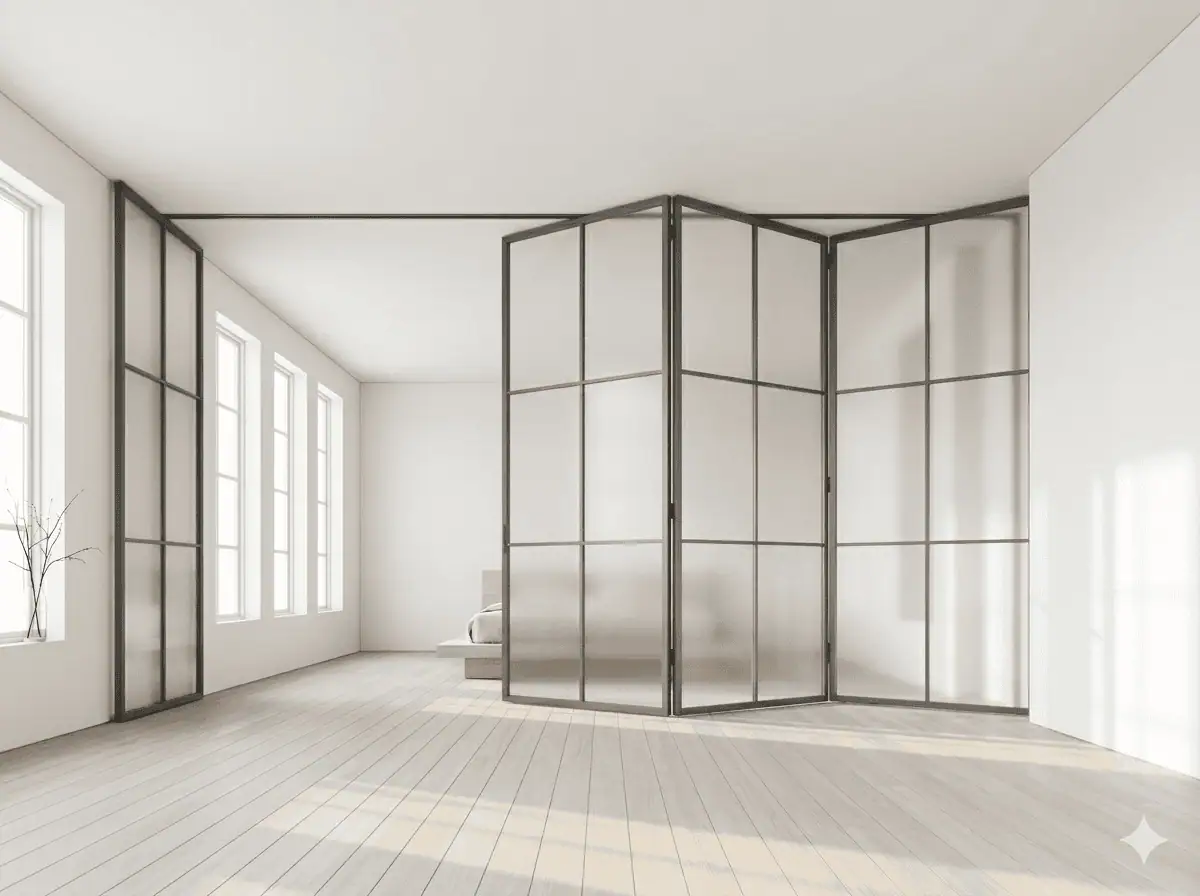 Скляна перегородка-гармошка PSA6 — алюмінієвий профіль графіт, Etal Home Київ